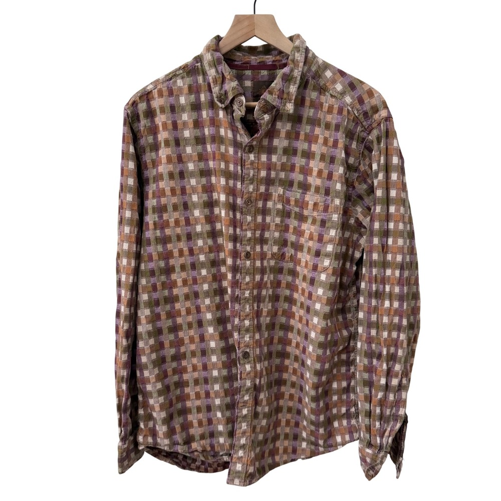 Carbon 2 Cobalt‎ Button Down Shirt XL Multi Color Grid Cotton Long Sleeve